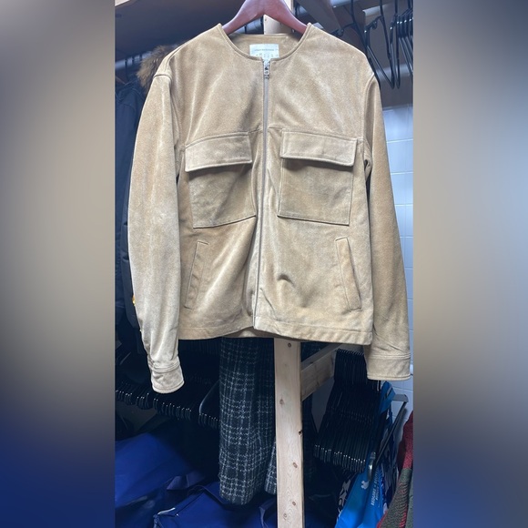 Collarless Suede Jacket - Picture 3 of 4